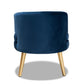 Baptiste Glam and Luxe Navy Blue Velvet Fabric Upholstered and Gold Finished Wood Accent Chair FredCo