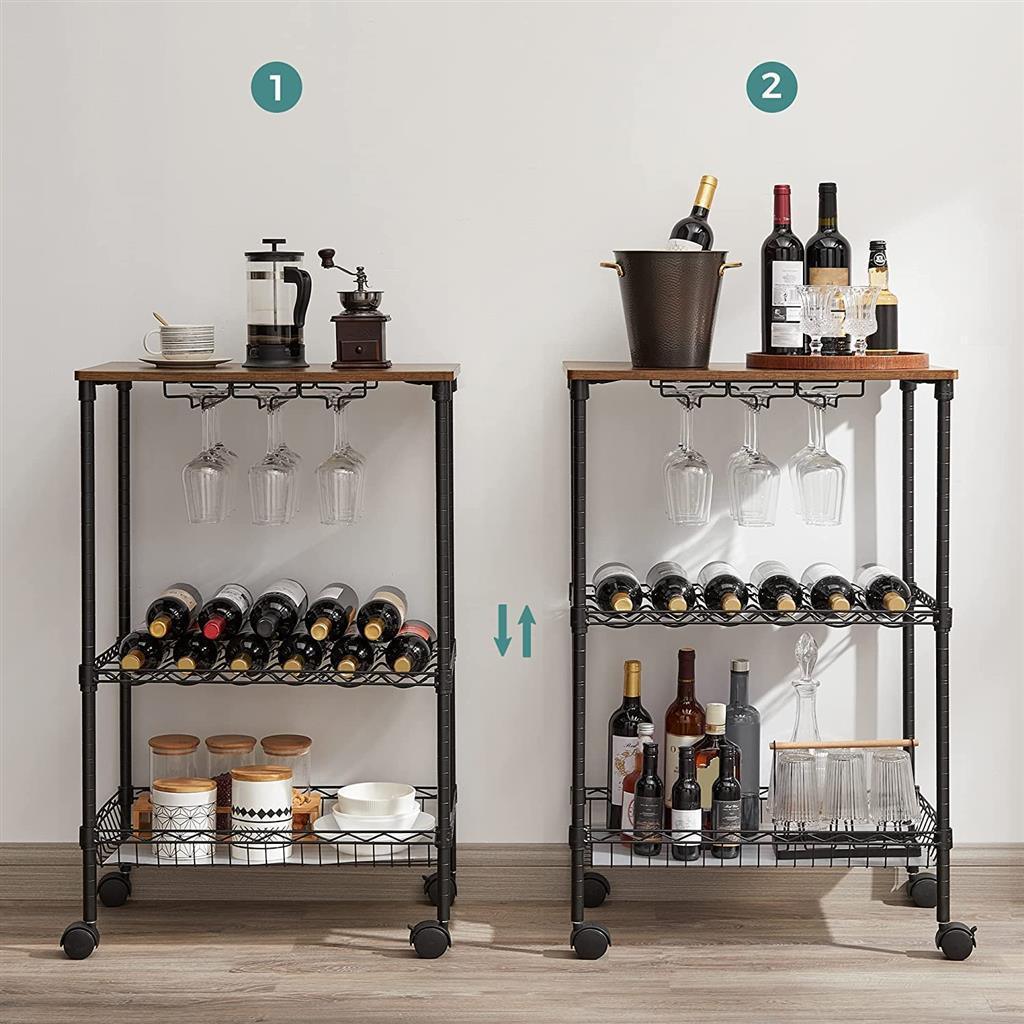 Bar Cart, Kitchen Serving Cart for Metal Wine Cart FredCo