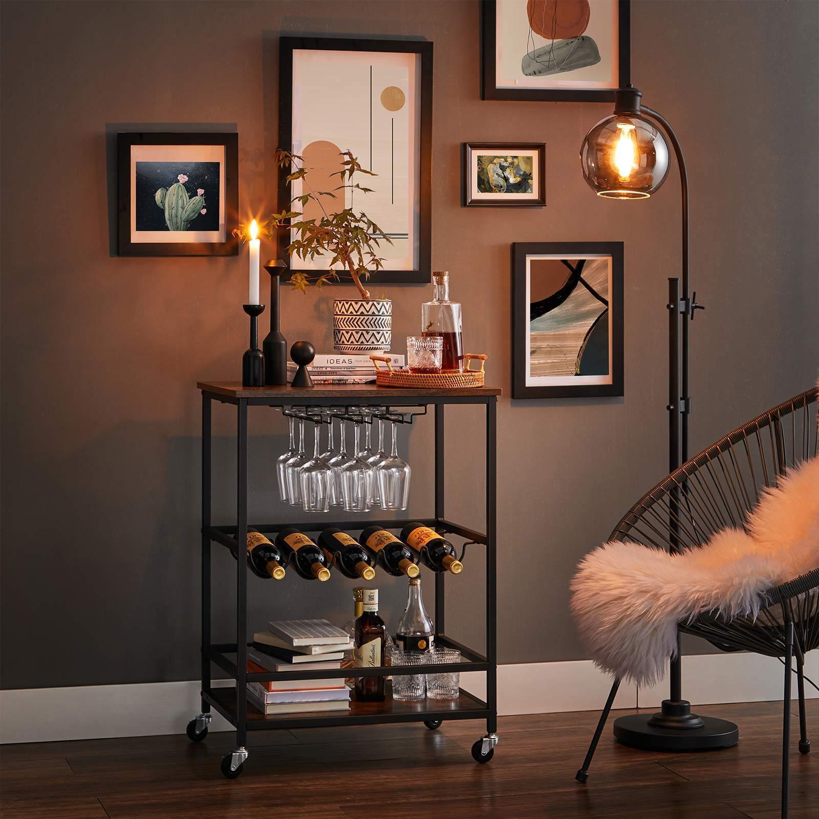 Bar Cart Rustic Brown and Black FredCo