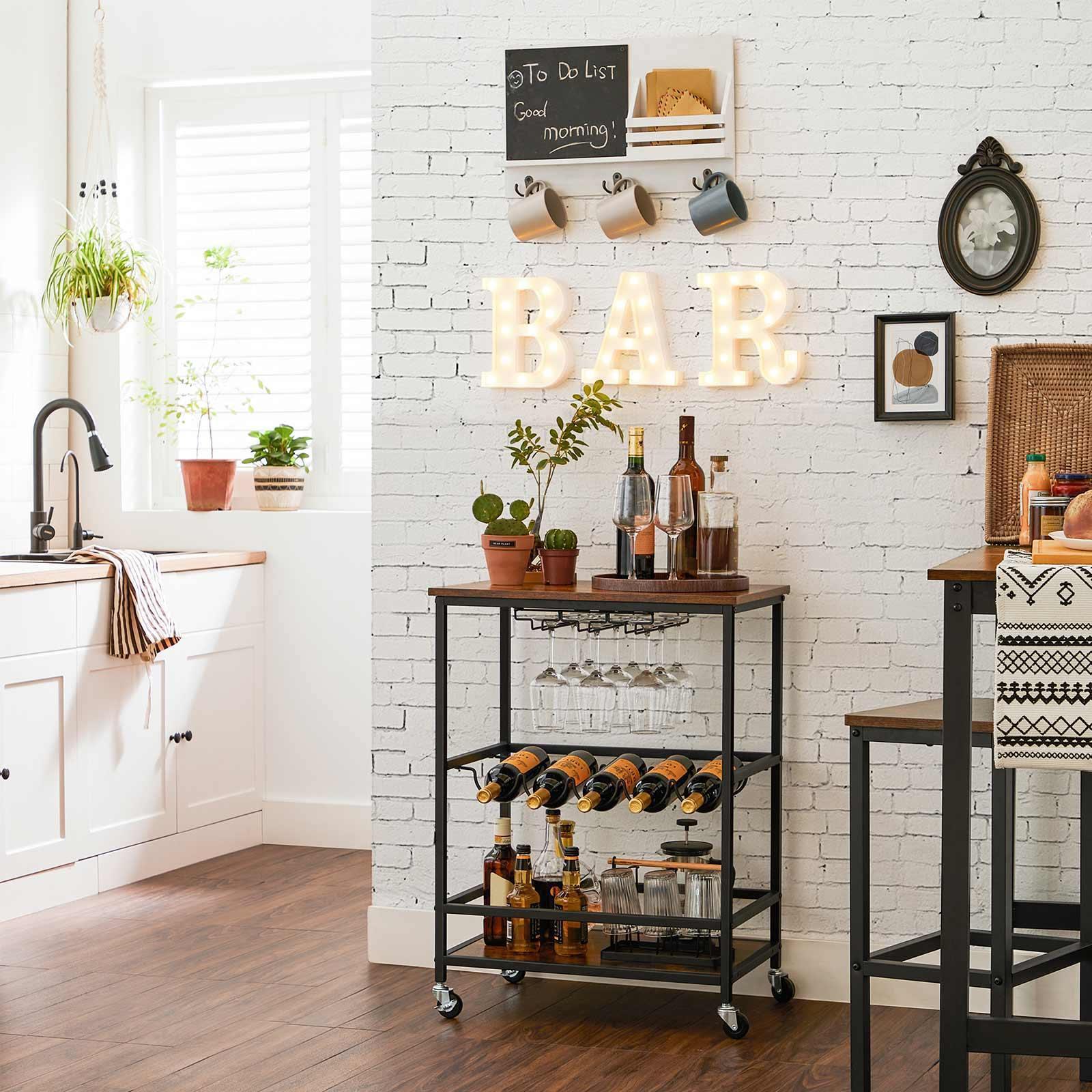 Bar Cart Rustic Brown and Black FredCo