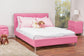 Barbara Pink Leather Modern Full Size Bed with Crystal Button Tufting FredCo