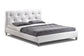 Barbara White Modern Bed with Crystal Button Tufting - Queen Size FredCo