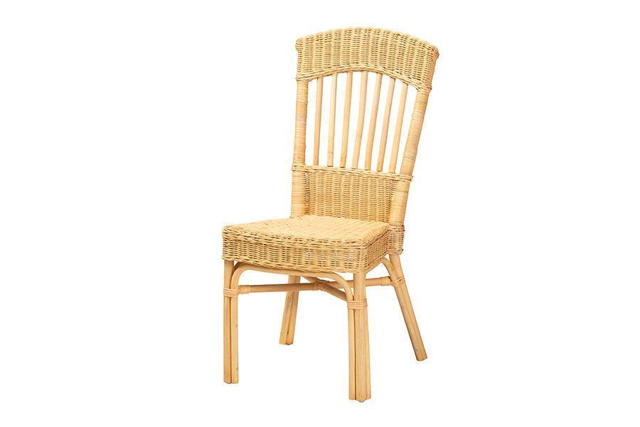 Barito Modern Bohemian Natural Brown Rattan Dining Chair FredCo