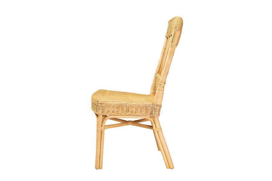 Barito Modern Bohemian Natural Brown Rattan Dining Chair FredCo