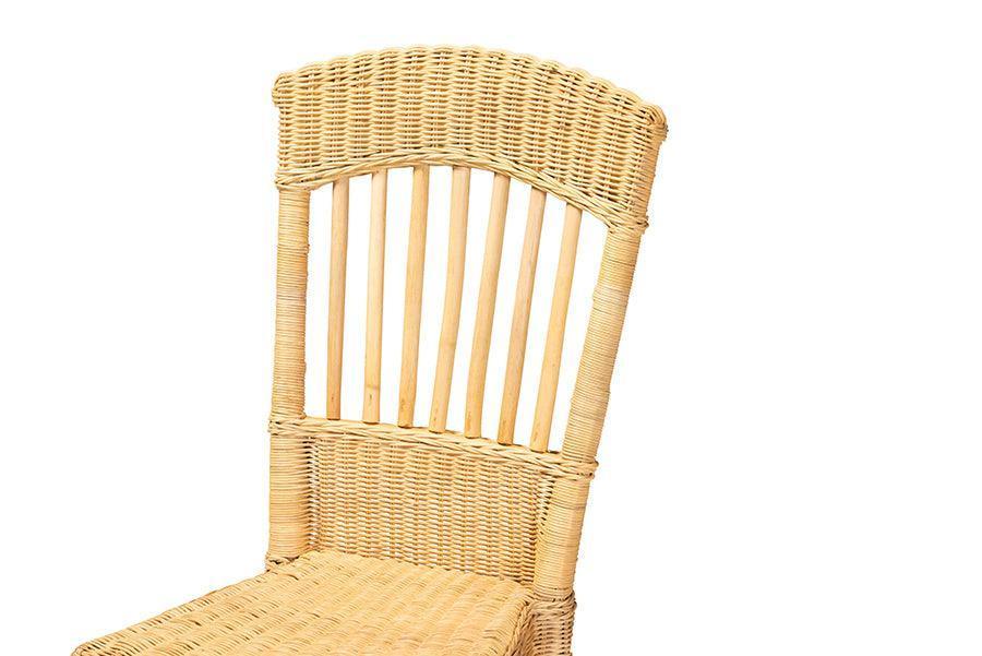 Barito Modern Bohemian Natural Brown Rattan Dining Chair FredCo
