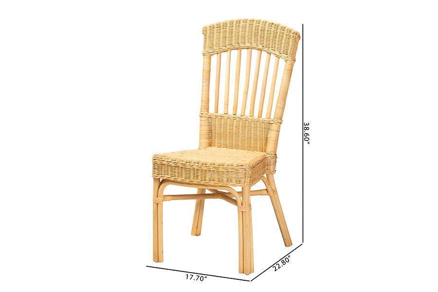Barito Modern Bohemian Natural Brown Rattan Dining Chair FredCo