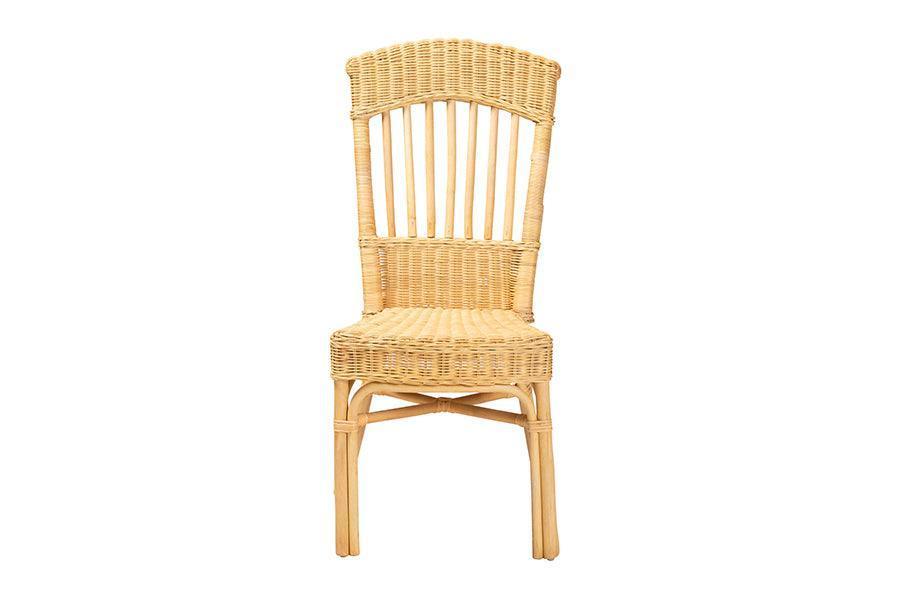 Barito Modern Bohemian Natural Brown Rattan Dining Chair FredCo
