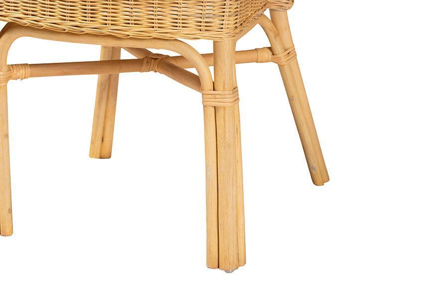 Barito Modern Bohemian Natural Brown Rattan Dining Chair FredCo