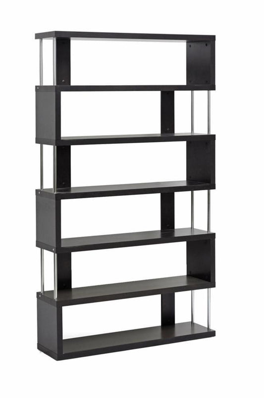 Barnes Dark Brown Six-Shelf Modern Bookcase FredCo