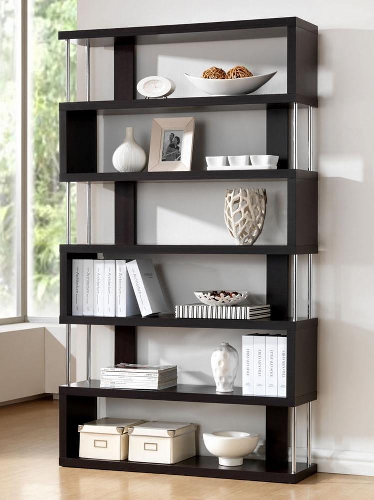 Barnes Dark Brown Six-Shelf Modern Bookcase FredCo