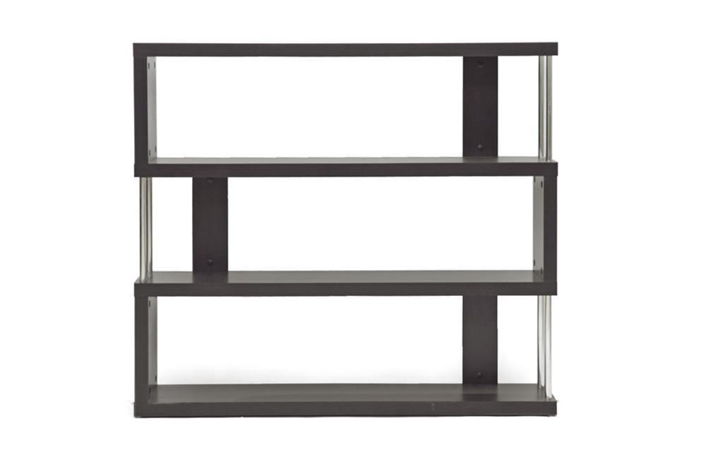 Barnes Dark Brown Three-Shelf Modern Bookcase FredCo