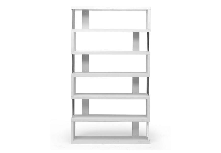 Barnes White Six-Shelf Modern Bookcase FredCo