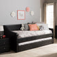 Barnstorm Modern and Contemporary Black Faux Leather Upholstered Daybed with Guest Trundle Bed FredCo