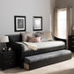 Barnstorm Modern and Contemporary Black Faux Leather Upholstered Daybed with Guest Trundle Bed FredCo