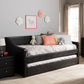 Barnstorm Modern and Contemporary Black Faux Leather Upholstered Daybed with Guest Trundle Bed FredCo
