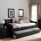 Barnstorm Modern and Contemporary Black Faux Leather Upholstered Daybed with Guest Trundle Bed FredCo