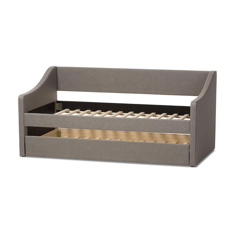 Barnstorm Modern and Contemporary Grey Fabric Upholstered Daybed with Guest Trundle Bed FredCo