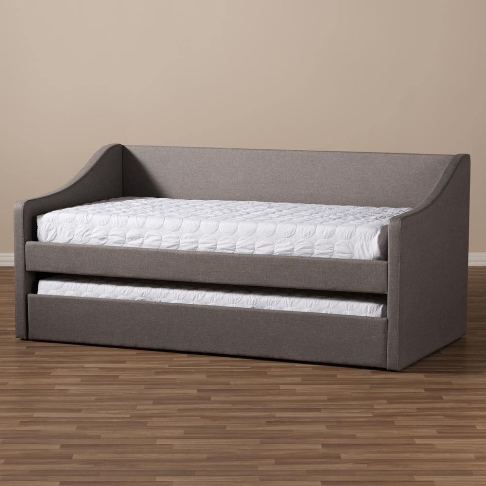Barnstorm Modern and Contemporary Grey Fabric Upholstered Daybed with Guest Trundle Bed FredCo