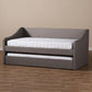 Barnstorm Modern and Contemporary Grey Fabric Upholstered Daybed with Guest Trundle Bed FredCo
