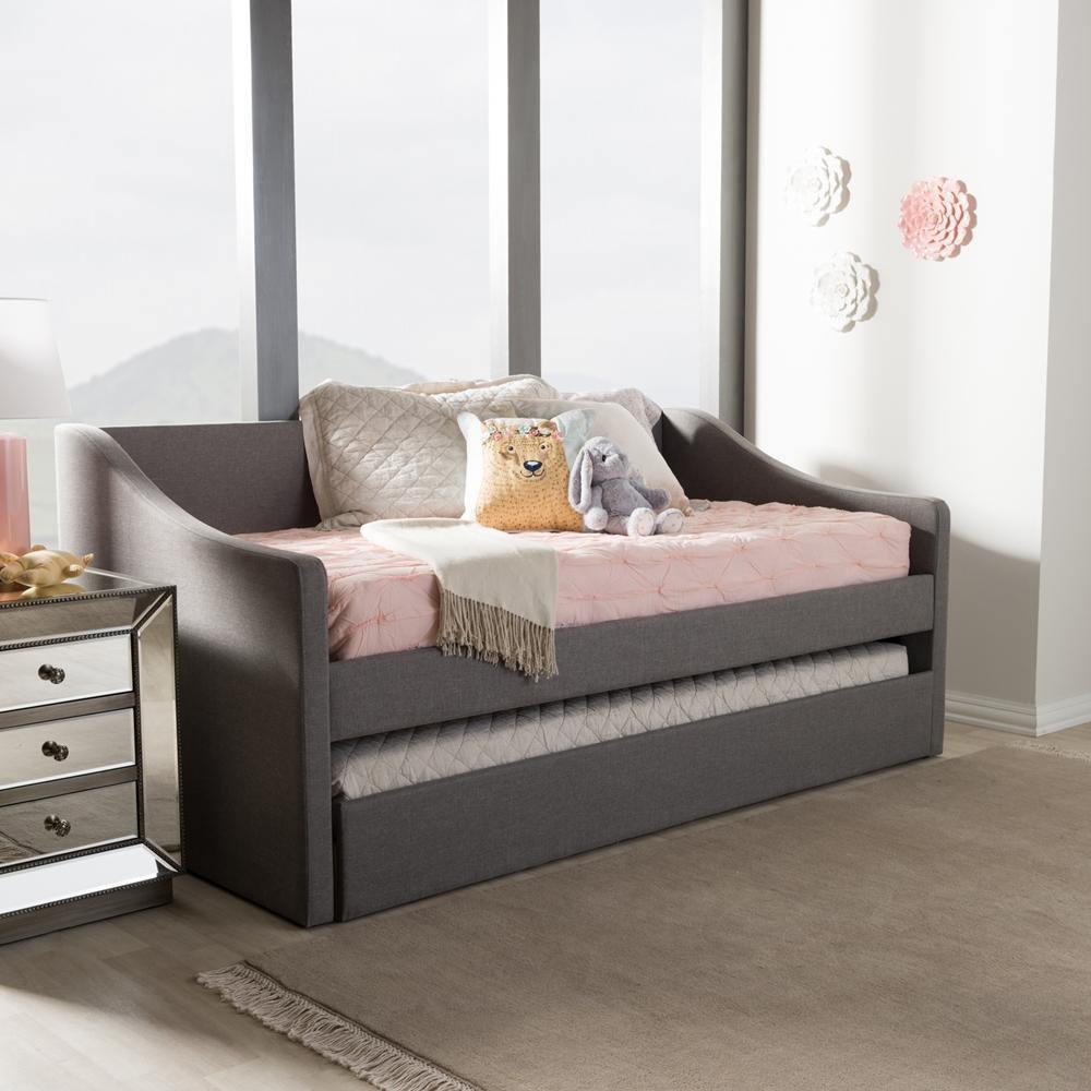 Barnstorm Modern and Contemporary Grey Fabric Upholstered Daybed with Guest Trundle Bed FredCo