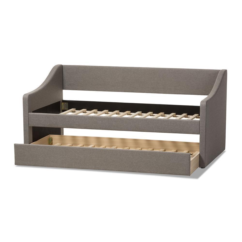 Barnstorm Modern and Contemporary Grey Fabric Upholstered Daybed with Guest Trundle Bed FredCo