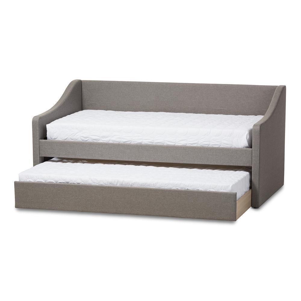 Barnstorm Modern and Contemporary Grey Fabric Upholstered Daybed with Guest Trundle Bed FredCo