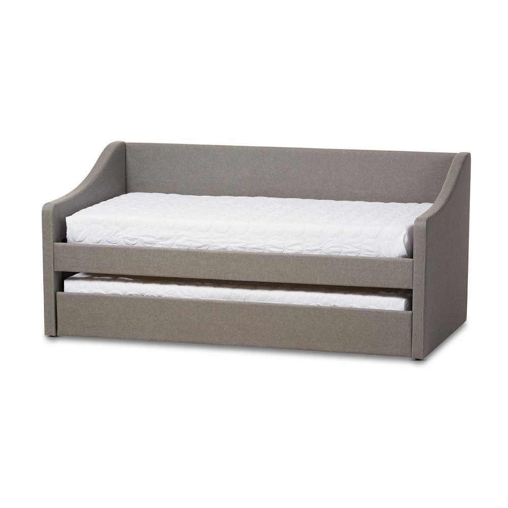 Barnstorm Modern and Contemporary Grey Fabric Upholstered Daybed with Guest Trundle Bed FredCo