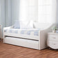 Barnstorm Modern and Contemporary White Faux Leather Upholstered Daybed with Guest Trundle Bed FredCo