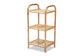 Barras Modern Bohemian Natural Brown Finished Rattan 3-Tier Display Shelf FredCo