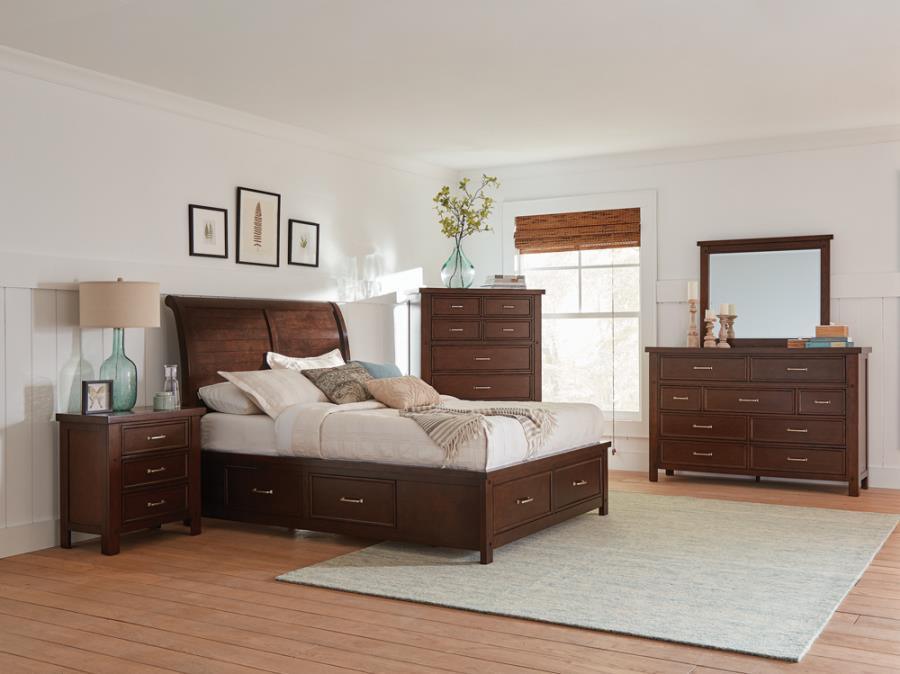 Barstow 4-piece Queen Storage Bedroom Set Pinot Noir Coaster FredCo