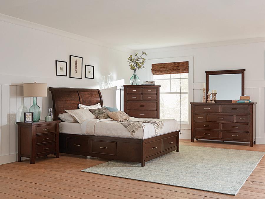 Barstow 4-piece Queen Storage Bedroom Set Pinot Noir Coaster FredCo