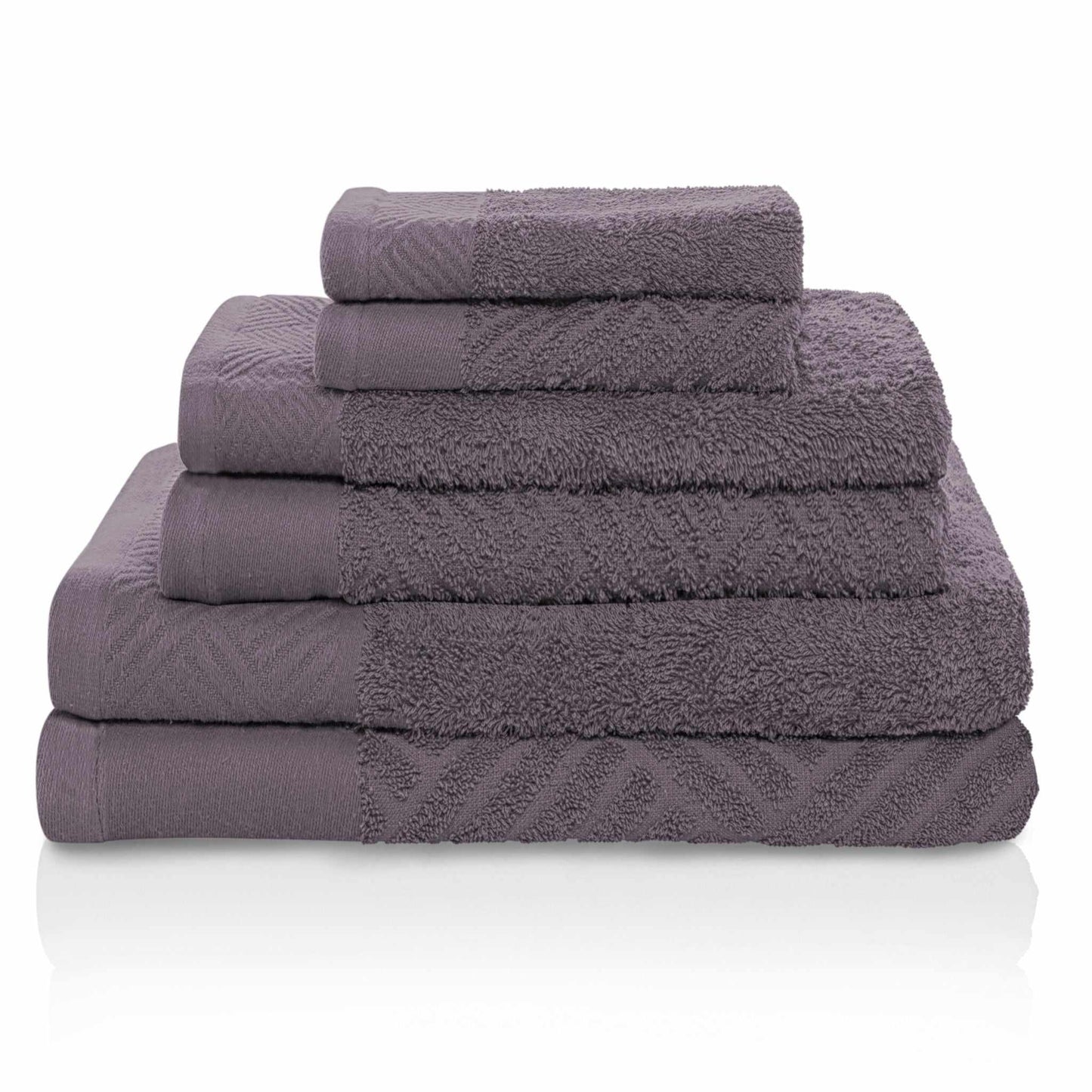 Basket Weave Egyptian Cotton Jacquard Soft Absorbent 6-Piece Towel Set FredCo