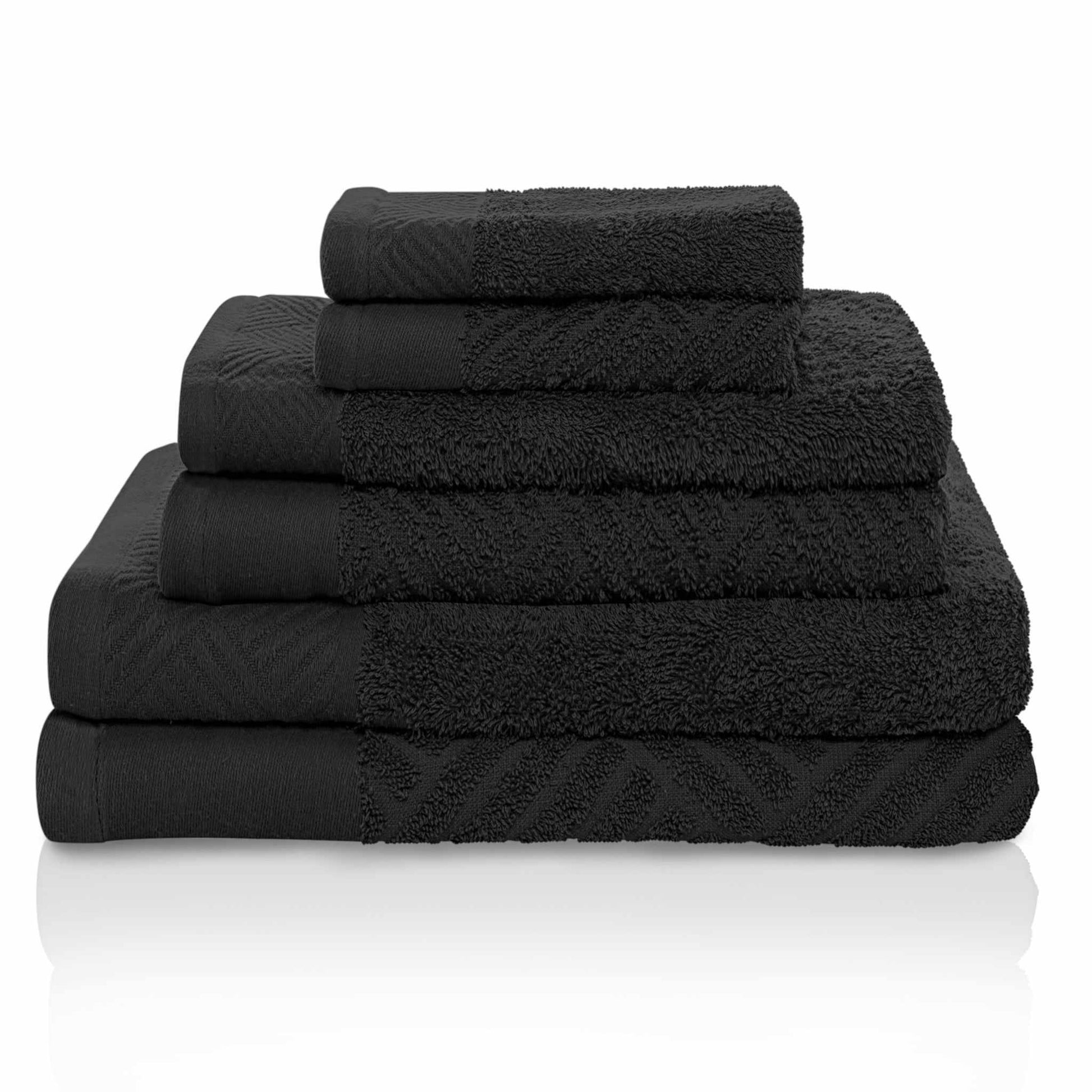 Basket Weave Egyptian Cotton Jacquard Soft Absorbent 6-Piece Towel Set FredCo
