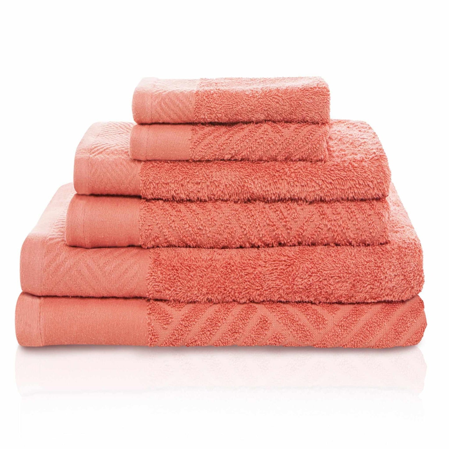 Basket Weave Egyptian Cotton Jacquard Soft Absorbent 6-Piece Towel Set FredCo