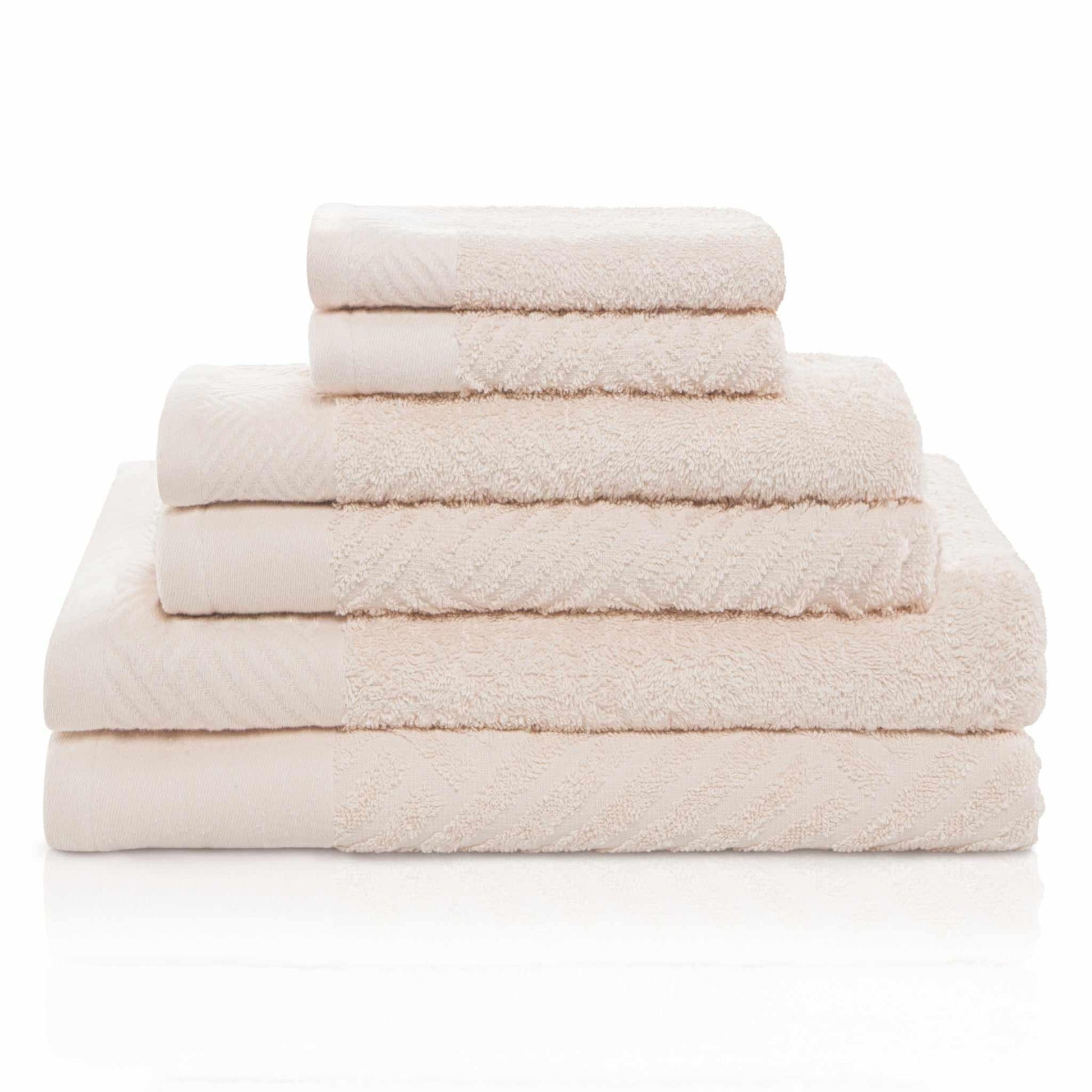 Basket Weave Egyptian Cotton Jacquard Soft Absorbent 6-Piece Towel Set FredCo