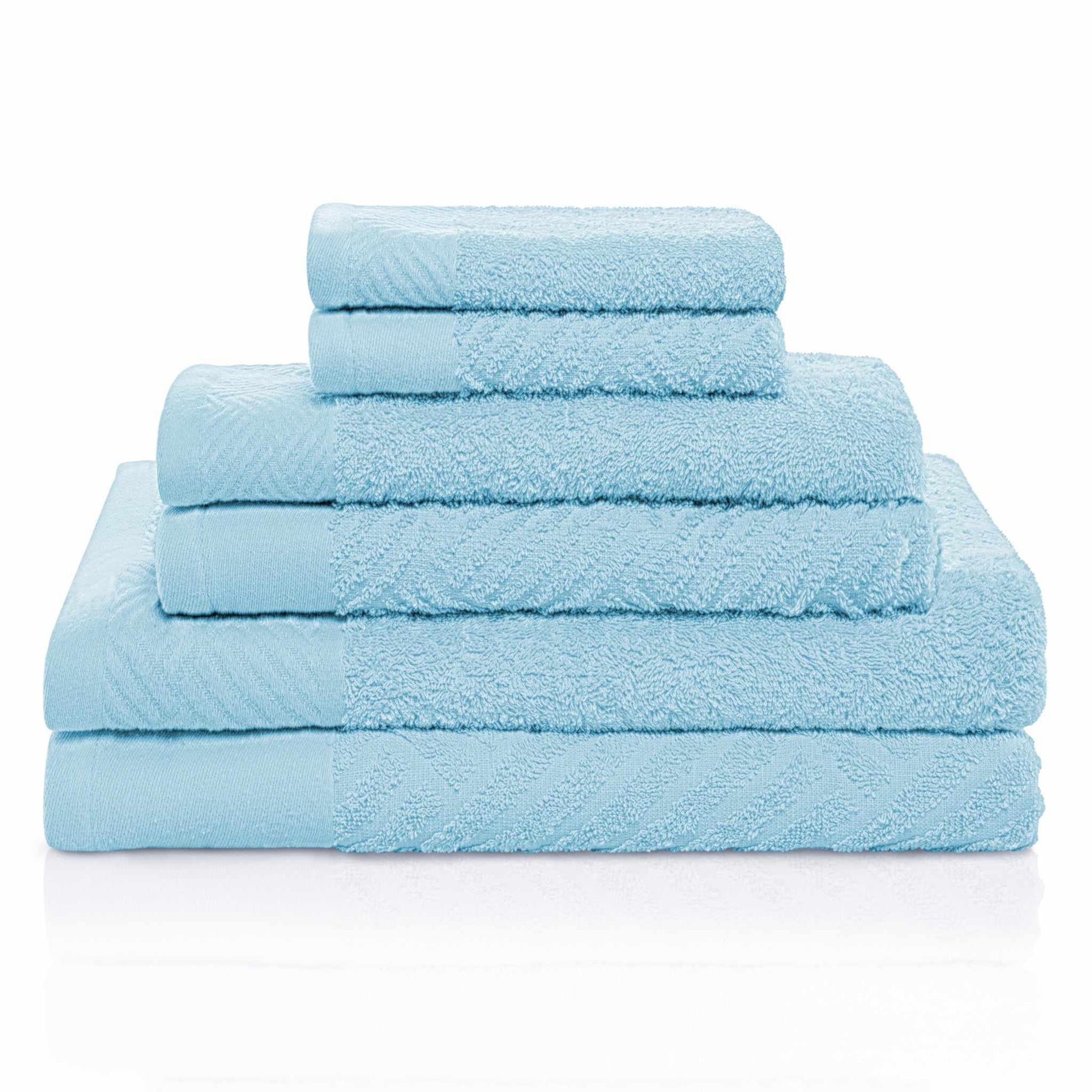 Basket Weave Egyptian Cotton Jacquard Soft Absorbent 6-Piece Towel Set FredCo