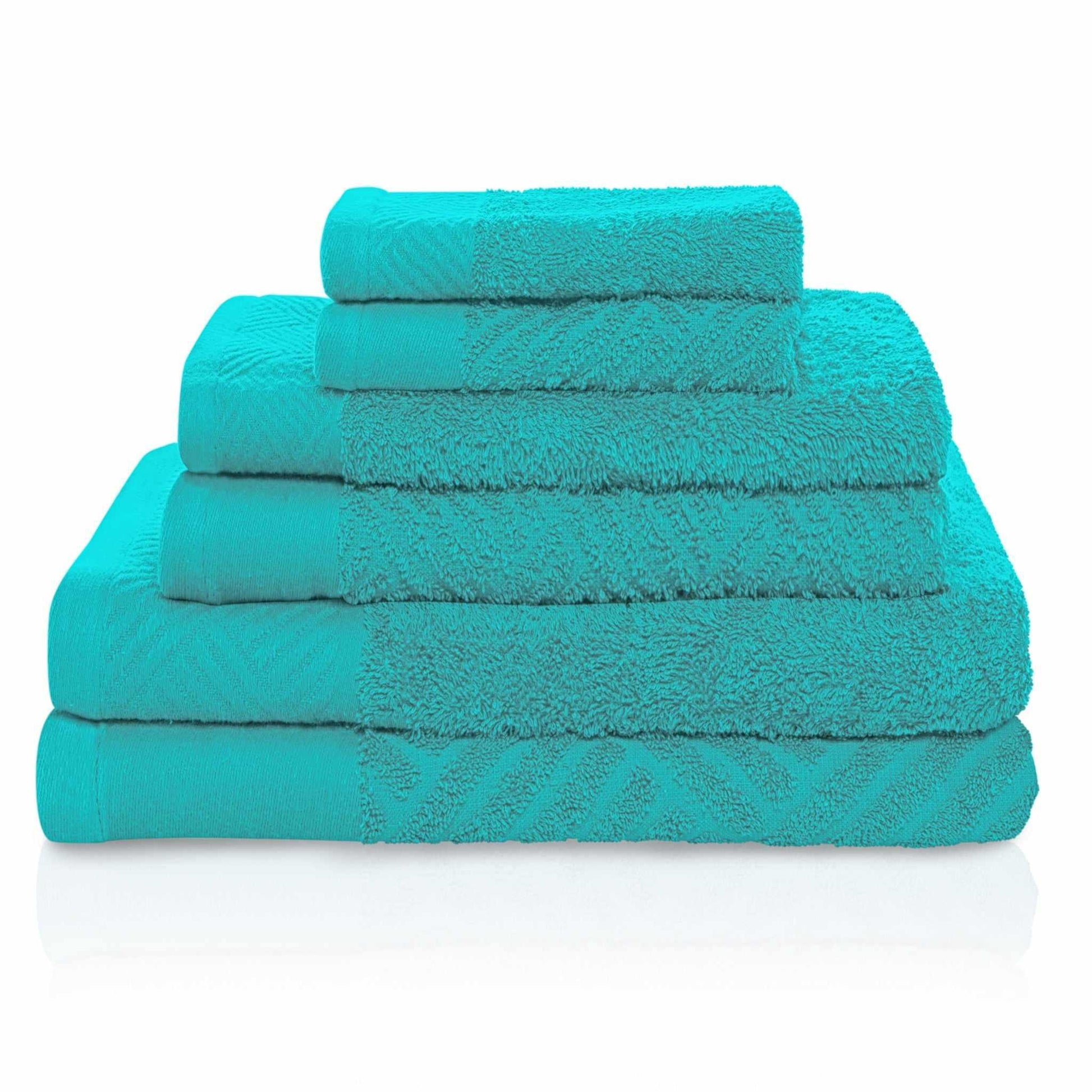 Basket Weave Egyptian Cotton Jacquard Soft Absorbent 6-Piece Towel Set FredCo