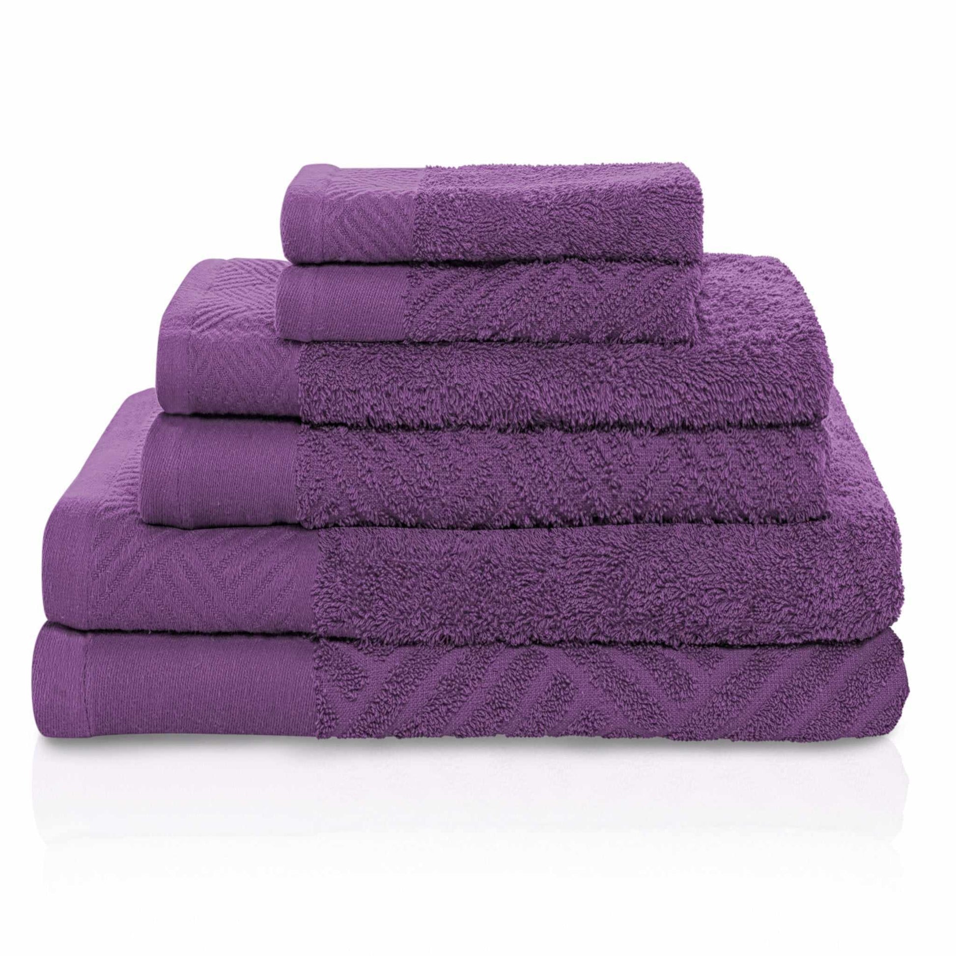 Basket Weave Egyptian Cotton Jacquard Soft Absorbent 6-Piece Towel Set FredCo