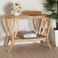 Bastet Modern Bohemian Natural Brown Rattan 2-Tier Console Table FredCo