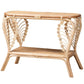 Bastet Modern Bohemian Natural Brown Rattan 2-Tier Console Table FredCo