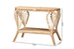 Bastet Modern Bohemian Natural Brown Rattan 2-Tier Console Table FredCo