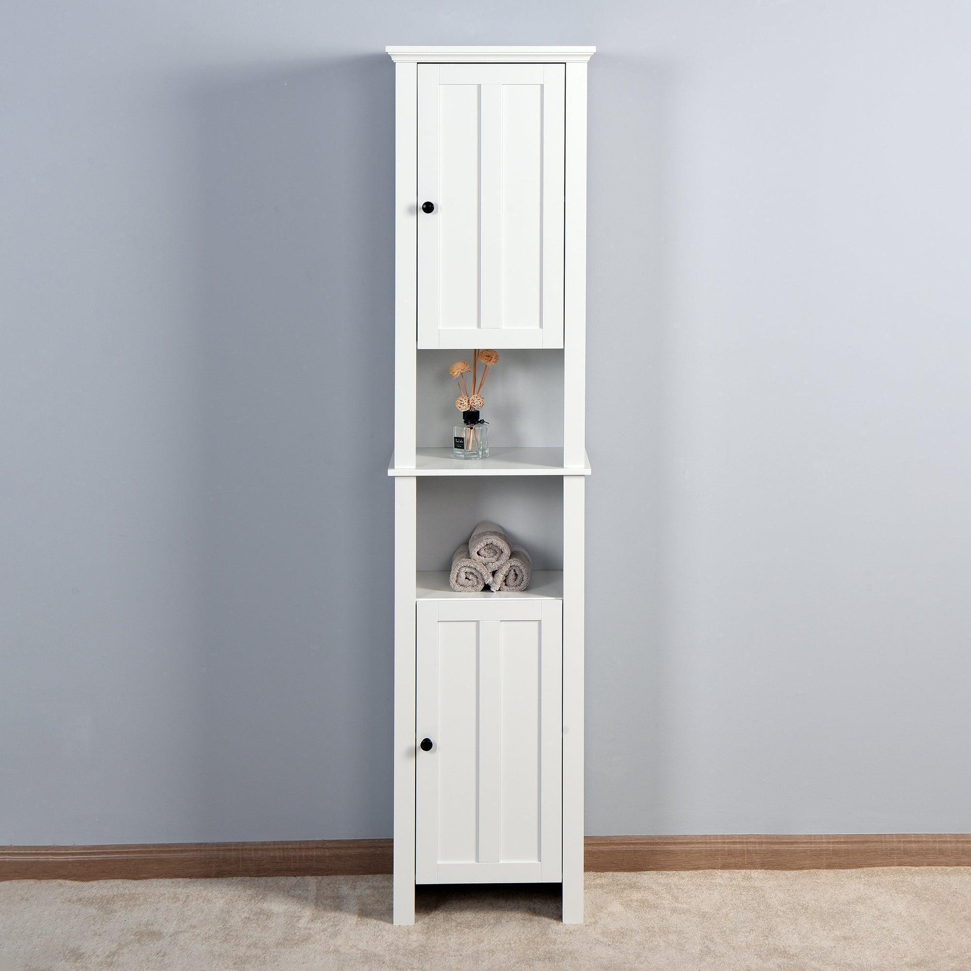 Bathroom Floor Storage Cabinet with 2 Doors Living Room Wooden Cabinet with 6 Shelves FredCo
