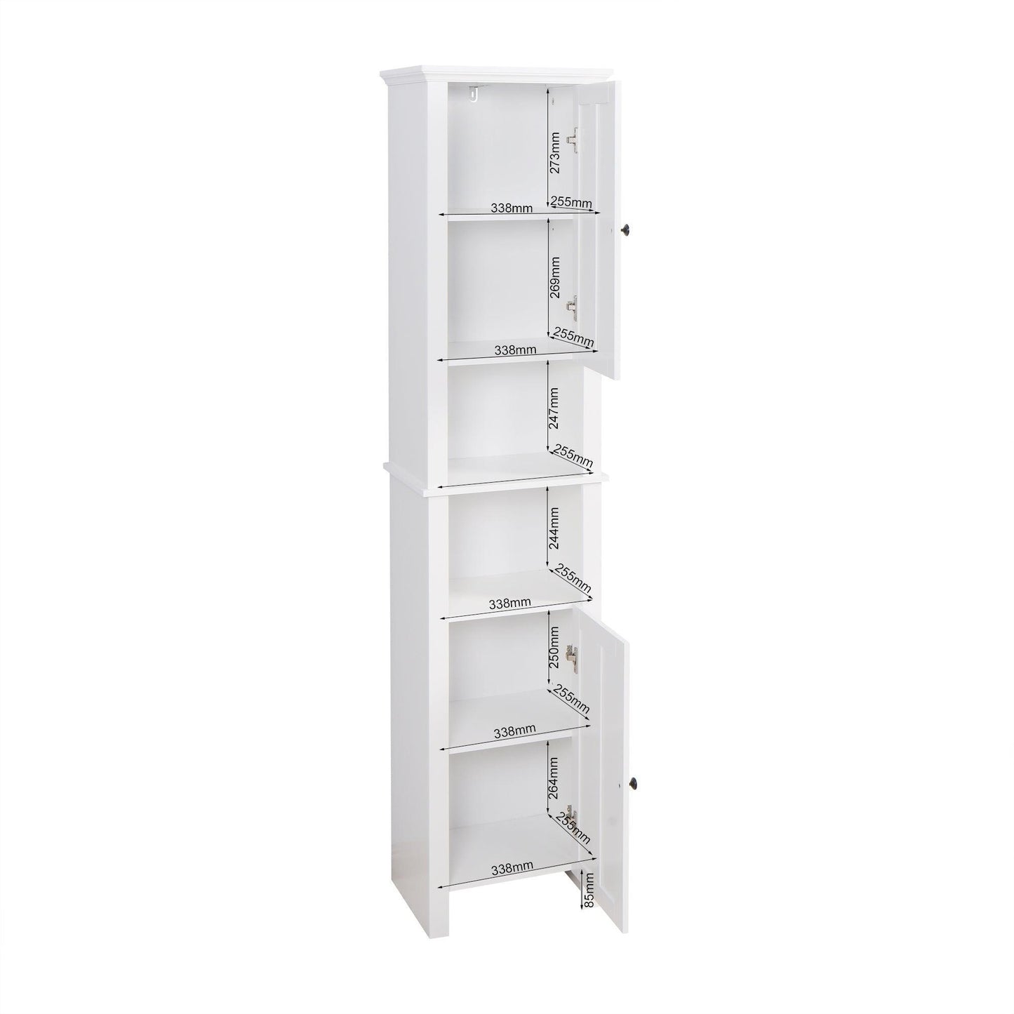 Bathroom Floor Storage Cabinet with 2 Doors Living Room Wooden Cabinet with 6 Shelves FredCo