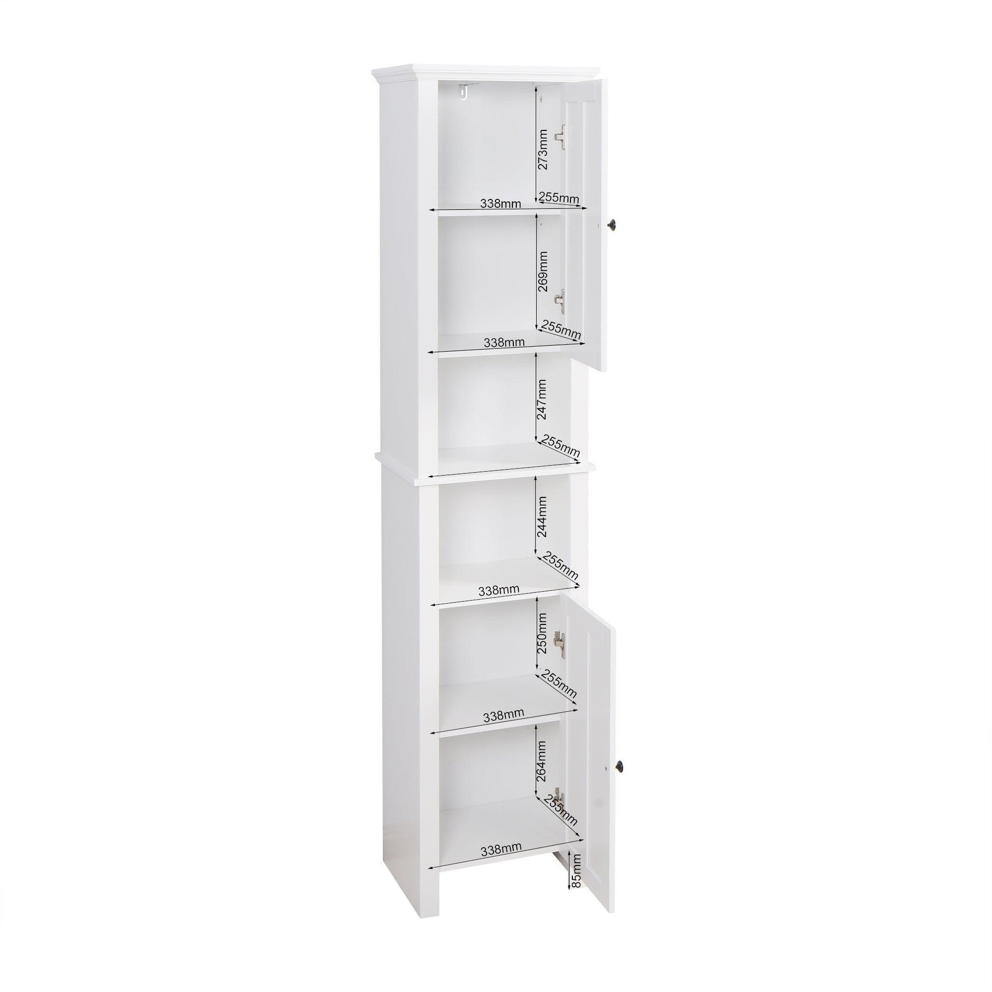 Bathroom Floor Storage Cabinet with 2 Doors Living Room Wooden Cabinet with 6 Shelves FredCo
