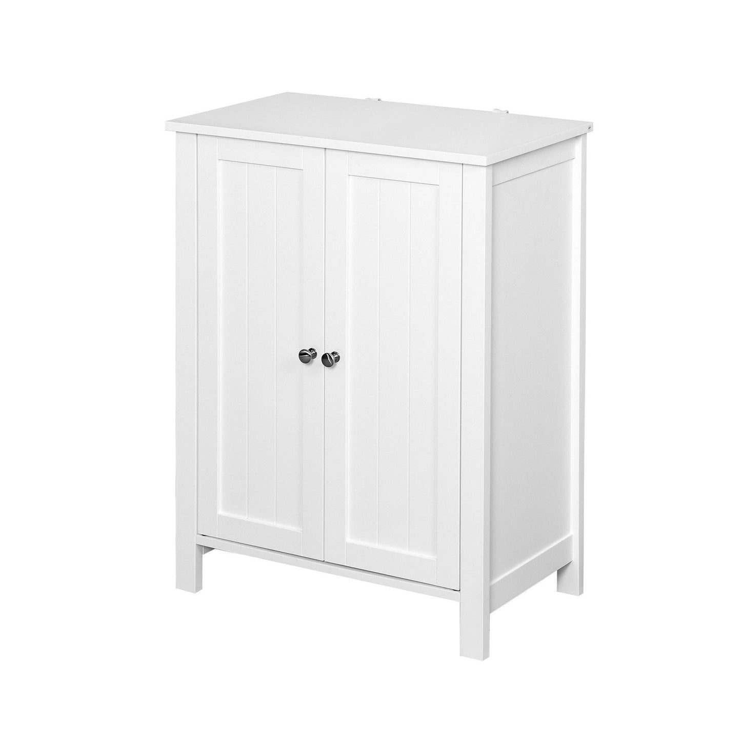 Bathroom Floor Storage Cabinet with Double Door Adjustable Shelf, White FredCo
