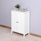 Bathroom Floor Storage Cabinet with Double Door Adjustable Shelf, White FredCo