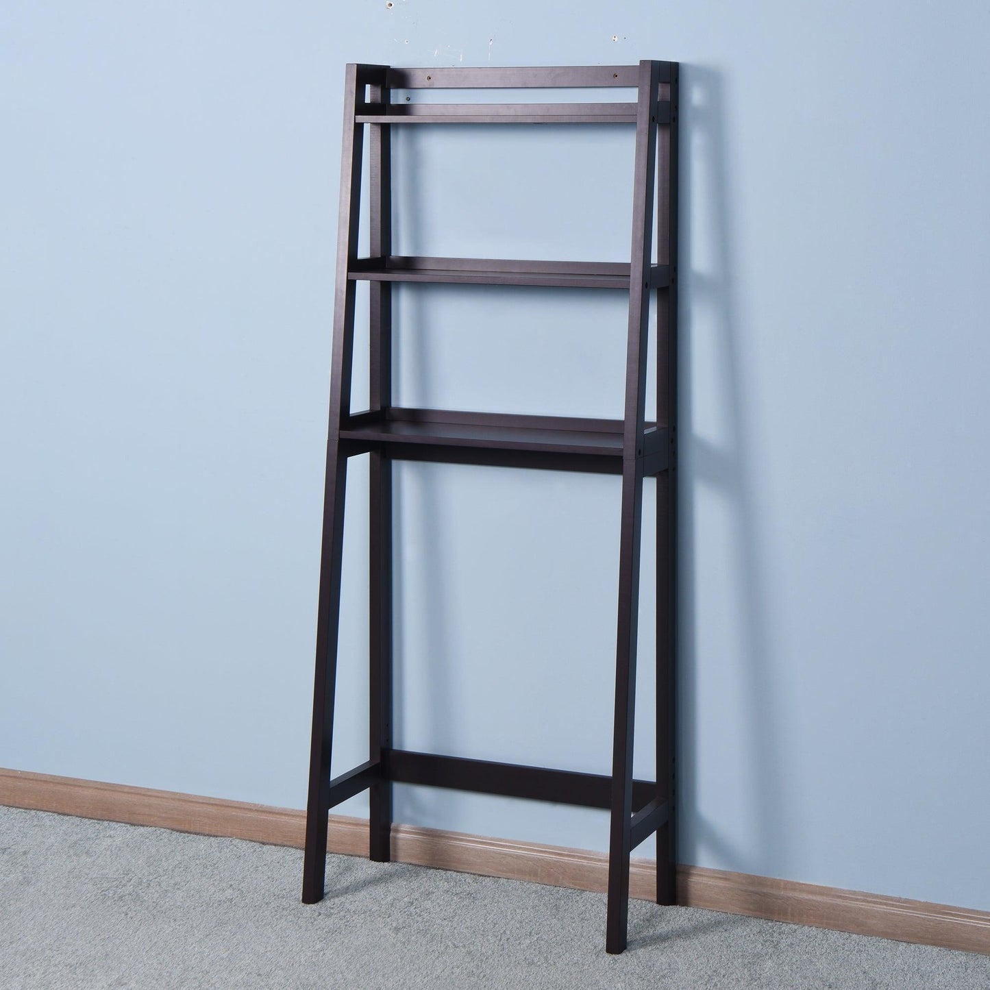 Bathroom Over Toilet Shelf Wooden Espresso Space Saver with 3 Shelves FredCo