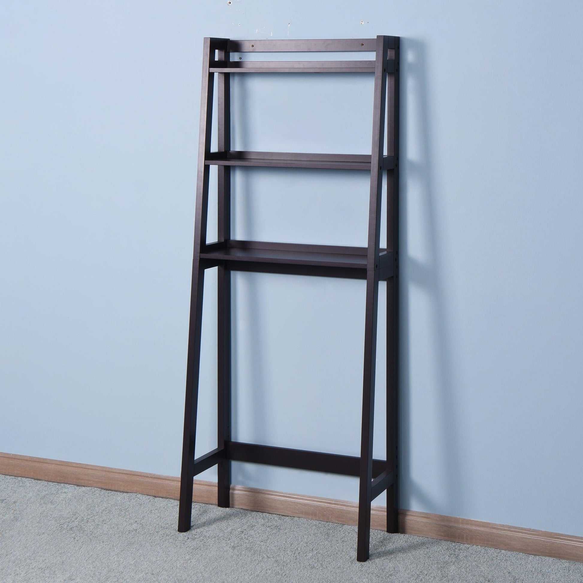 Bathroom Over Toilet Shelf Wooden Espresso Space Saver with 3 Shelves FredCo