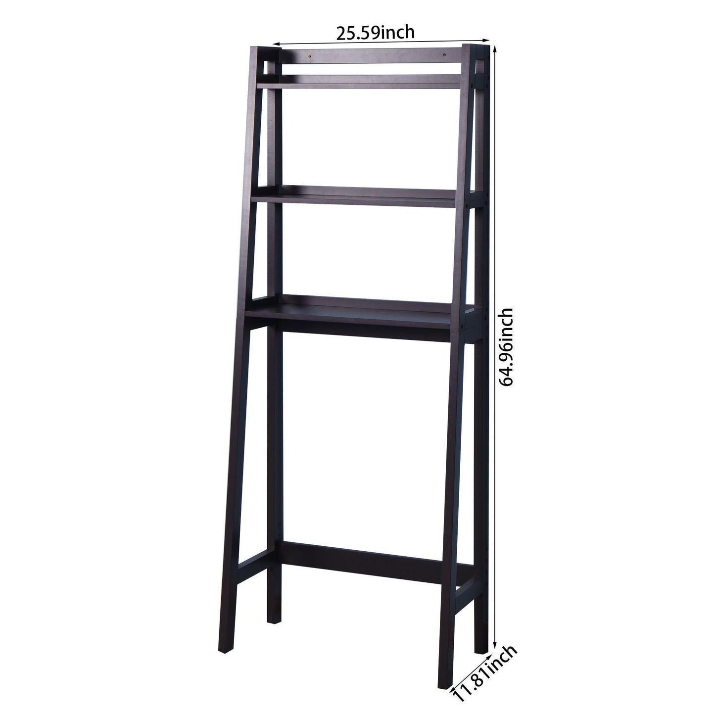 Bathroom Over Toilet Shelf Wooden Espresso Space Saver with 3 Shelves FredCo