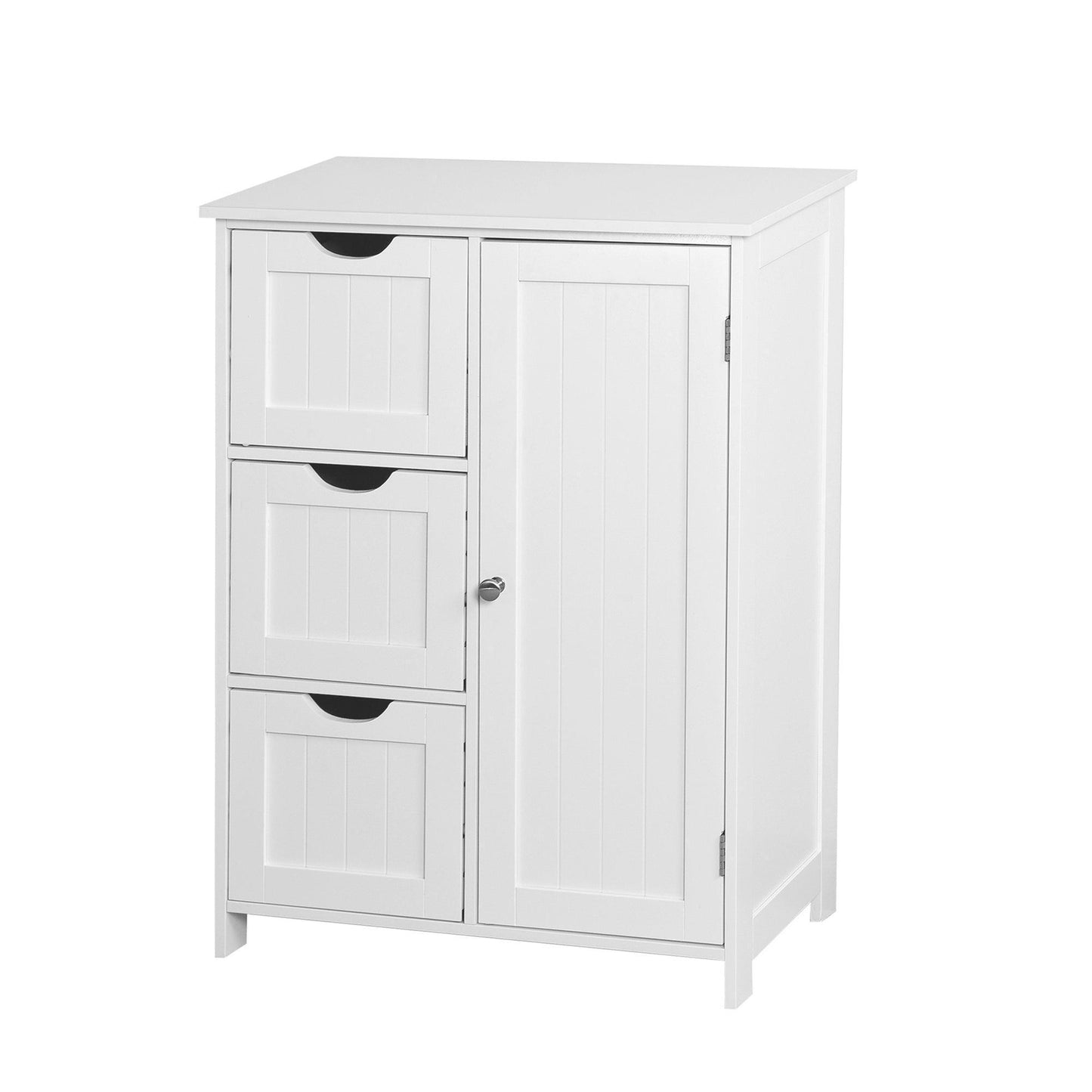 Bathroom Storage Cabinet, White Floor Cabinet with 3 Large Drawers and 1 Adjustable Shelf FredCo